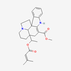 molecular formula C26H32N2O4 B8257843 Methyl 12-[1-(3-methylbut-2-enoyloxy)ethyl]-8,16-diazapentacyclo[10.6.1.01,9.02,7.016,19]nonadeca-2,4,6,9-tetraene-10-carboxylate 