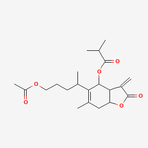 molecular formula C21H30O6 B8257854 [5-(5-Acetyloxypentan-2-yl)-6-methyl-3-methylidene-2-oxo-3a,4,7,7a-tetrahydro-1-benzofuran-4-yl] 2-methylpropanoate 