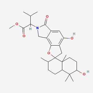 molecular formula C29H41NO6 B8257872 methyl 2-(3,4'-dihydroxy-4,4,7,8a-tetramethyl-6'-oxospiro[2,3,4a,5,6,7-hexahydro-1H-naphthalene-8,2'-3,8-dihydrofuro[2,3-e]isoindole]-7'-yl)-3-methylbutanoate 