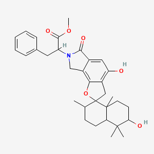 molecular formula C33H41NO6 B8257881 methyl 2-(3,4'-dihydroxy-4,4,7,8a-tetramethyl-6'-oxospiro[2,3,4a,5,6,7-hexahydro-1H-naphthalene-8,2'-3,8-dihydrofuro[2,3-e]isoindole]-7'-yl)-3-phenylpropanoate 