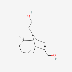 molecular formula C15H26O2 B8257901 2-[8-(Hydroxymethyl)-1,5,5-trimethyl-9-bicyclo[4.2.1]non-7-enyl]ethanol 