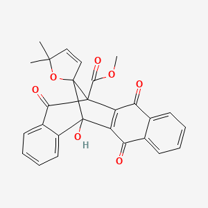 molecular formula C27H20O7 B8257909 Methyl 12'-hydroxy-5,5-dimethyl-3',10',19'-trioxospiro[furan-2,20'-pentacyclo[10.7.1.02,11.04,9.013,18]icosa-2(11),4,6,8,13,15,17-heptaene]-1'-carboxylate 