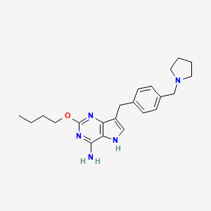 molecular formula C22H29N5O B8257934 2-butoxy-7-[[4-(1-pyrrolidinylmethyl)phenyl]methyl]-5H-pyrrolo[3,2-d]pyrimidin-4-amine 