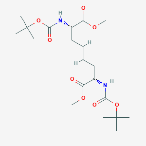 molecular formula C20H34N2O8 B8258085 (2S,7S)-2,7-Bis(tert-butoxycarbonylamino)-4-octenedioic acid dimethyl ester 
