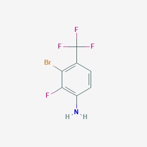 molecular formula C7H4BrF4N B8258195 3-Bromo-2-fluoro-4-(trifluoromethyl)aniline 