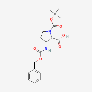 molecular formula C18H24N2O6 B8258232 3-{[(Benzyloxy)carbonyl]amino}-1-[(tert-butoxy)carbonyl]pyrrolidine-2-carboxylic acid 