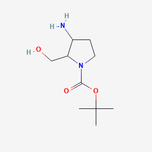 molecular formula C10H20N2O3 B8258234 Tert-butyl 3-amino-2-(hydroxymethyl)pyrrolidine-1-carboxylate 