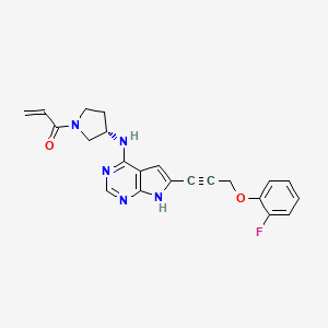 molecular formula C22H20FN5O2 B8258279 1-[(3S)-3-[[6-[3-(2-fluorophenoxy)prop-1-ynyl]-7H-pyrrolo[2,3-d]pyrimidin-4-yl]amino]pyrrolidin-1-yl]prop-2-en-1-one 