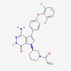 molecular formula C26H23F2N5O3 B8258294 4-amino-3-[4-(2,6-difluorophenoxy)phenyl]-1-[(3R)-1-prop-2-enoylpiperidin-3-yl]-6H-pyrrolo[2,3-d]pyridazin-7-one 