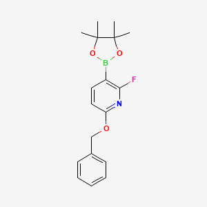 molecular formula C18H21BFNO3 B8258582 6-(Benzyloxy)-2-fluoro-3-(4,4,5,5-tetramethyl-1,3,2-dioxaborolan-2-yl)pyridine 