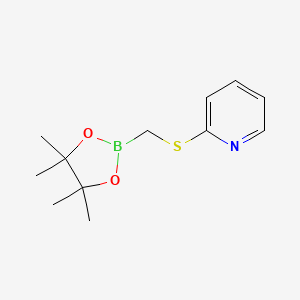 molecular formula C12H18BNO2S B8258644 2-(((4,4,5,5-Tetramethyl-1,3,2-dioxaborolan-2-yl)methyl)thio)pyridine 