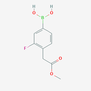 molecular formula C9H10BFO4 B8258676 [3-Fluoro-4-(2-methoxy-2-oxoethyl)phenyl]boronic acid 
