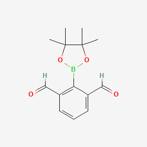 molecular formula C14H17BO4 B8258685 2-(4,4,5,5-Tetramethyl-1,3,2-dioxaborolan-2-yl)isophthalaldehyde 