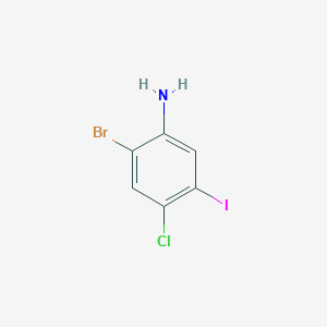 molecular formula C6H4BrClIN B8258751 2-Bromo-4-chloro-5-iodo-phenylamine 