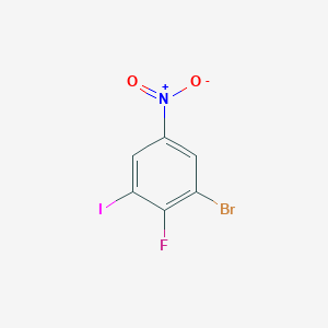 molecular formula C6H2BrFINO2 B8258763 1-Bromo-2-fluoro-3-iodo-5-nitrobenzene 