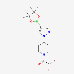 molecular formula C16H24BF2N3O3 B8258797 2,2-Difluoro-1-(4-(4-(4,4,5,5-tetramethyl-1,3,2-dioxaborolan-2-yl)-1H-pyrazol-1-yl)piperidin-1-yl)ethanone 