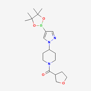 molecular formula C19H30BN3O4 B8258803 (Tetrahydrofuran-3-yl)(4-(4-(4,4,5,5-tetramethyl-1,3,2-dioxaborolan-2-yl)-1H-pyrazol-1-yl)piperidin-1-yl)methanone 