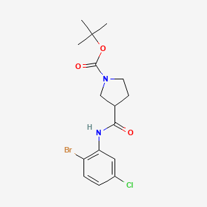 molecular formula C16H20BrClN2O3 B8258837 tert-Butyl 3-((2-bromo-5-chlorophenyl)carbamoyl)pyrrolidine-1-carboxylate 