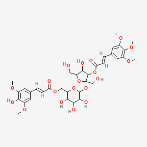 molecular formula C35H44O19 B8258953 [3,4,5-trihydroxy-6-[4-hydroxy-2,5-bis(hydroxymethyl)-3-[(E)-3-(3,4,5-trimethoxyphenyl)prop-2-enoyl]oxyoxolan-2-yl]oxyoxan-2-yl]methyl (E)-3-(4-hydroxy-3,5-dimethoxyphenyl)prop-2-enoate 