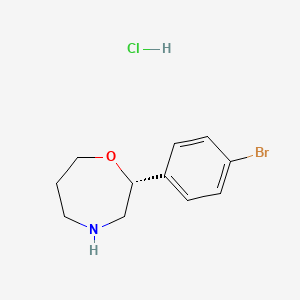 molecular formula C11H15BrClNO B8259058 (R)-2-(4-bromophenyl)-1,4-oxazepane hydrochloride 