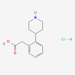 molecular formula C13H18ClNO2 B8259063 2-(2-(Piperidin-4-yl)phenyl)acetic acid hydrochloride 