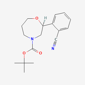 molecular formula C17H22N2O3 B8259094 tert-butyl (S)-2-(2-cyanophenyl)-1,4-oxazepane-4-carboxylate 