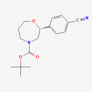 molecular formula C17H22N2O3 B8259101 tert-butyl (R)-2-(4-cyanophenyl)-1,4-oxazepane-4-carboxylate 