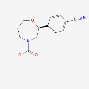 molecular formula C17H22N2O3 B8259105 tert-butyl (S)-2-(4-cyanophenyl)-1,4-oxazepane-4-carboxylate 