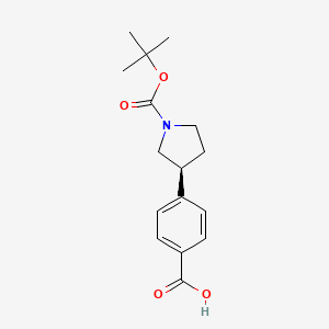 molecular formula C16H21NO4 B8259173 (s)-4-(1-(Tert-butoxycarbonyl)pyrrolidin-3-yl)benzoic acid 