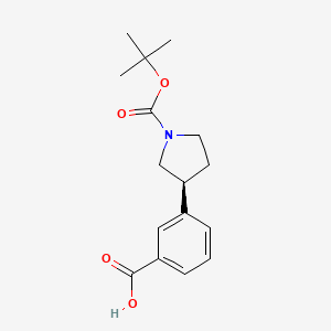 molecular formula C16H21NO4 B8259182 (s)-3-(1-(Tert-butoxycarbonyl)pyrrolidin-3-yl)benzoic acid 