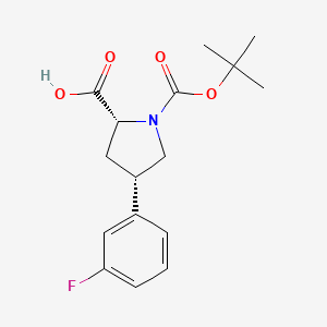 molecular formula C16H20FNO4 B8259199 (2R,4S)-1-(tert-butoxycarbonyl)-4-(3-fluorophenyl)pyrrolidine-2-carboxylic acid 