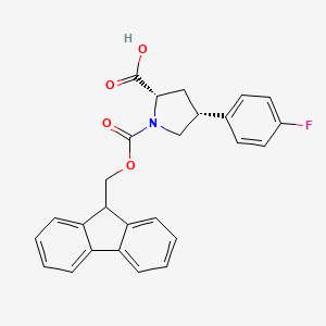 molecular formula C26H22FNO4 B8259250 (2S,4R)-1-(((9H-fluoren-9-yl)methoxy)carbonyl)-4-(4-fluorophenyl)pyrrolidine-2-carboxylic acid 