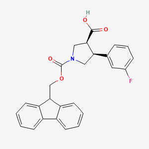 molecular formula C26H22FNO4 B8259254 (3S,4S)-1-(((9H-fluoren-9-yl)methoxy)carbonyl)-4-(3-fluorophenyl)pyrrolidine-3-carboxylic acid 