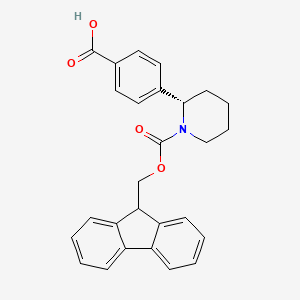 molecular formula C27H25NO4 B8259261 (S)-4-(1-(((9H-fluoren-9-yl)methoxy)carbonyl)piperidin-2-yl)benzoic acid 