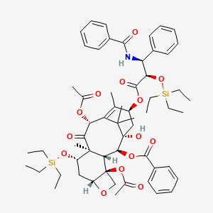 molecular formula C59H79NO14Si2 B8259277 Benzenepropanoic acid, beta-(benzoylamino)-alpha-[(triethylsilyl)oxy]-, (2aR,4S,4aS,6R,9S,11S,12S,12aR,12bS)-6,12b-bis(acetyloxy)-12-(benzoyloxy)-2a,3,4,4a,5,6,9,10,11,12,12a,12b-dodecahydro-11-hydroxy-4a,8,13,13-tetramethyl-5-oxo-4-[(triethylsilyl)oxy]-7,11-methano-1H-cyclodeca[3,4]benz[1,2-b]oxet-9-yl ester, (alphaR,betaS)- CAS No. 135365-62-7