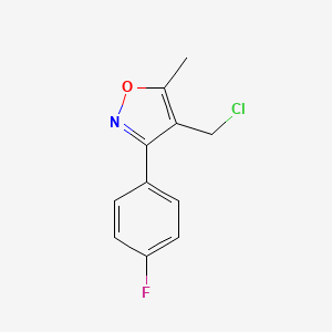 molecular formula C11H9ClFNO B8259282 4-(Chloromethyl)-3-(4-fluorophenyl)-5-methylisoxazole CAS No. 1254966-67-0
