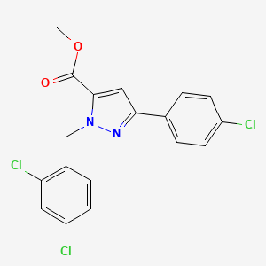 1H-Pyrazole-5-carboxylic acid, 3-(4-chlorophenyl)-1-[(2,4-dichlorophenyl)methyl]-, methyl ester