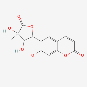 molecular formula C15H14O7 B8259396 6-(3,4-Dihydroxy-4-methyl-5-oxooxolan-2-yl)-7-methoxychromen-2-one 