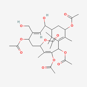 molecular formula C30H42O12 B8259439 [(3E,8Z)-2,3,5,7-tetraacetyloxy-10-hydroxy-8-(hydroxymethyl)-4,14,15,15-tetramethyl-13-bicyclo[9.3.1]pentadeca-1(14),3,8-trienyl] acetate 