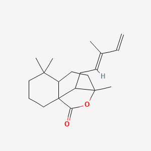 molecular formula C20H30O2 B8259470 5,5,9-trimethyl-12-[(2E)-3-methylpenta-2,4-dienyl]-10-oxatricyclo[7.2.1.01,6]dodecan-11-one 