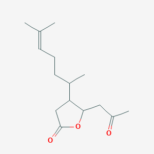 molecular formula C15H24O3 B8259486 4-(6-Methylhept-5-en-2-yl)-5-(2-oxopropyl)oxolan-2-one 