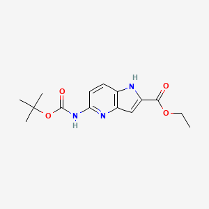 molecular formula C15H19N3O4 B8259637 ethyl 5-[(2-methylpropan-2-yl)oxycarbonylamino]-1H-pyrrolo[3,2-b]pyridine-2-carboxylate 