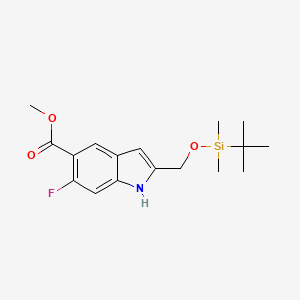 molecular formula C17H24FNO3Si B8259650 methyl 2-[[tert-butyl(dimethyl)silyl]oxymethyl]-6-fluoro-1H-indole-5-carboxylate 