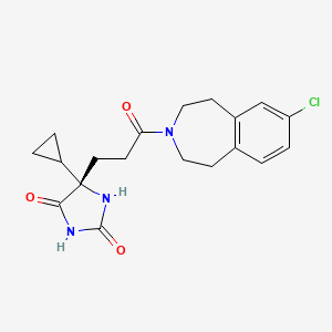 molecular formula C19H22ClN3O3 B8259712 (5S)-5-[3-(7-chloro-1,2,4,5-tetrahydro-3-benzazepin-3-yl)-3-oxopropyl]-5-cyclopropylimidazolidine-2,4-dione 