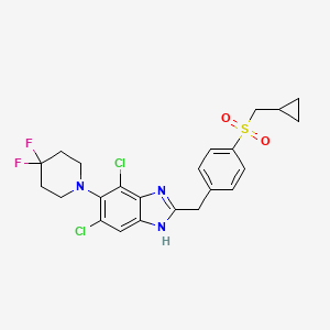 4,6-dichloro-2-[[4-(cyclopropylmethylsulfonyl)phenyl]methyl]-5-(4,4-difluoropiperidin-1-yl)-1H-benzimidazole