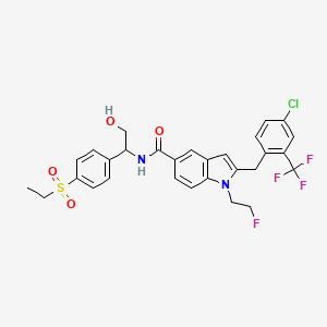 2-[[4-chloro-2-(trifluoromethyl)phenyl]methyl]-N-[1-(4-ethylsulfonylphenyl)-2-hydroxyethyl]-1-(2-fluoroethyl)indole-5-carboxamide