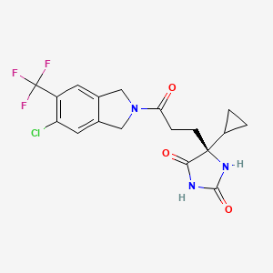 molecular formula C18H17ClF3N3O3 B8259737 (5S)-5-[3-[5-chloro-6-(trifluoromethyl)-1,3-dihydroisoindol-2-yl]-3-oxopropyl]-5-cyclopropylimidazolidine-2,4-dione 