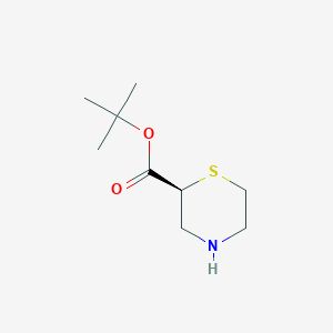 molecular formula C9H17NO2S B8259741 tert-butyl (2S)-thiomorpholine-2-carboxylate 