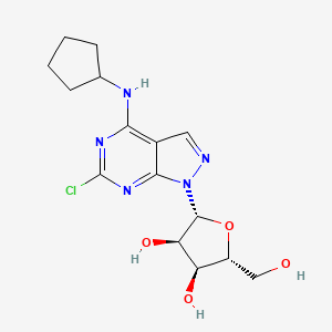 molecular formula C15H20ClN5O4 B8259761 (2R,3R,4S,5R)-2-[6-chloro-4-(cyclopentylamino)pyrazolo[3,4-d]pyrimidin-1-yl]-5-(hydroxymethyl)oxolane-3,4-diol 