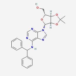 molecular formula C26H27N5O4 B8259762 [(3aR,4R,6R,6aR)-4-[6-(benzhydrylamino)purin-9-yl]-2,2-dimethyl-3a,4,6,6a-tetrahydrofuro[3,4-d][1,3]dioxol-6-yl]methanol 
